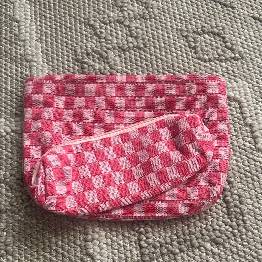Pink Checkered Pouch and Case Set